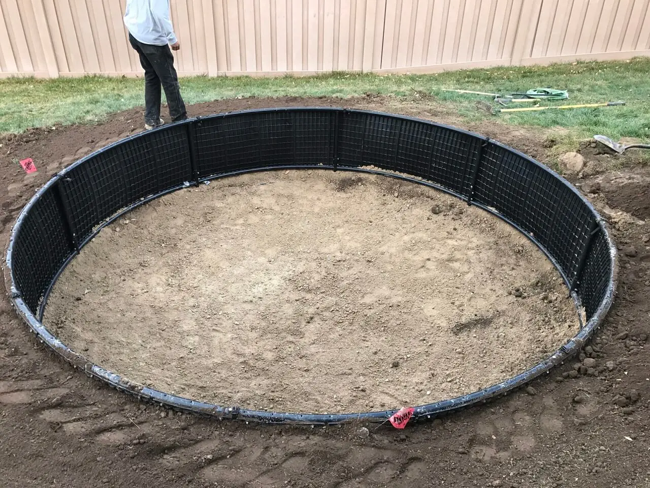 An empty pit to fit the round trampoline