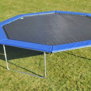 An octagon shaped blue american trampoline