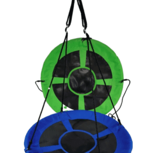 A set of green and blue park equipment