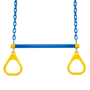 A blue chain and yellow hand holders for parks