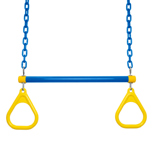 A blue chain and yellow hand holders for parks